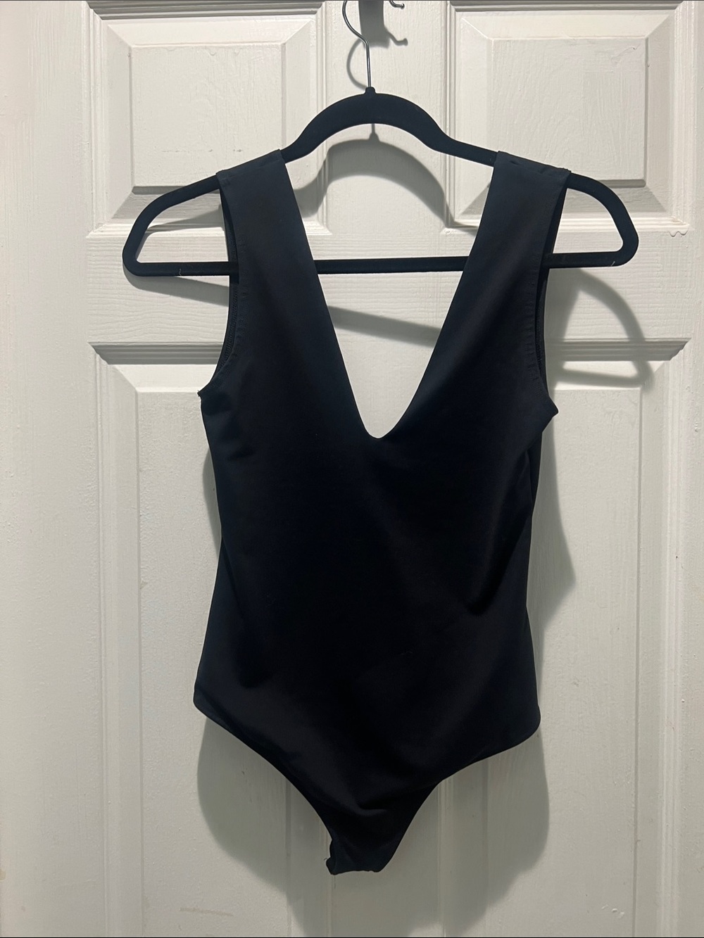 Free People Black V-Neck Bodysuit